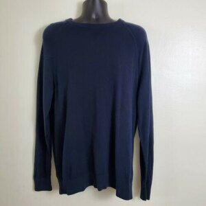 Banana Republic Men's Sweater Large Navy Blue Slub Knit Preppy Academia Casual